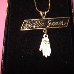 Vintage Michael Jackson "Billie Jean" Enamel Glitter Glove Necklace  Never Worn!